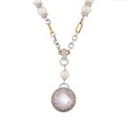 Forever Diamonds Kunzite Pearl Diamond Necklace in 14kt Two- Tone Gold