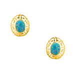 Forever Diamonds Natural Opal Earrings in 14kt Gold