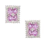 Forever Diamonds Pink Sapphire Diamond Earrings in 14kt White Gold