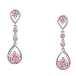 Forever Diamonds Pink Sapphire Drop Earrings in Sterling Silver