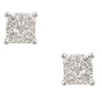 Forever Diamonds Round Diamond Cluster Stud Earrings in 14kt White Gold
