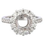 Forever Diamonds Round Diamond Halo Style Engagement Ring Setting in 14kt White Gold