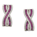 Forever Diamonds Ruby Cross- Over Earrings in Sterling Silver