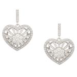 Forever Diamonds Spiral Heart Cluster Earrings in Sterling Silver