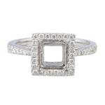 Forever Diamonds Square Halo Frame Diamond Engagement Ring in 14kt White Gold