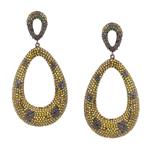 Forever Diamonds Yellow and Black Diamond Earrings in Silver/14kt Gold