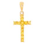 Forever Diamonds Yellow Sapphire Diamond Cross in 14kt Gold